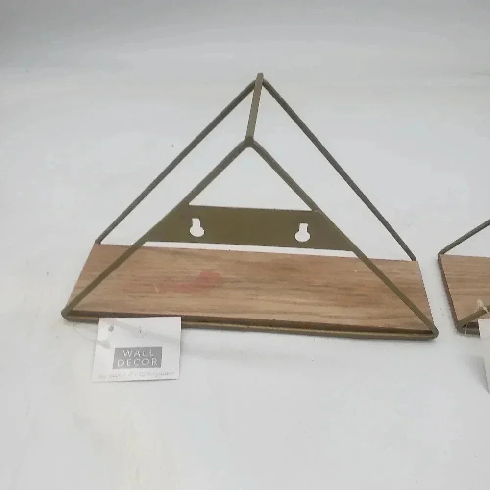 Geometric Triangluar Metal & Wood Wall Hanging